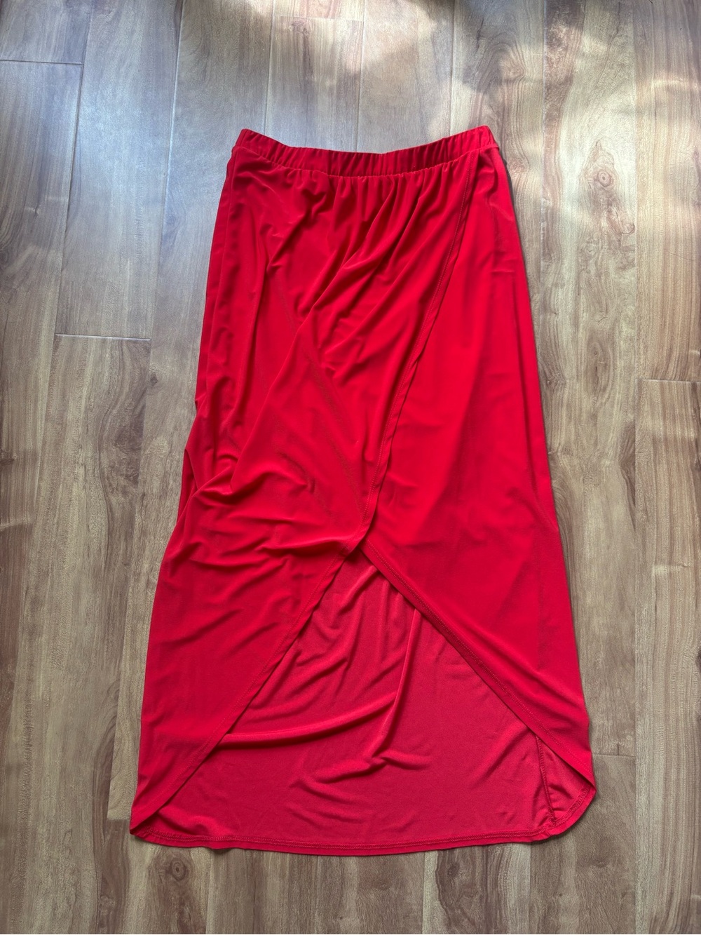Vintage Gilli Crimson High-Low Faux Wrap Maxi Skirt